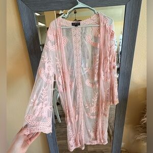 Pink lace cardigan